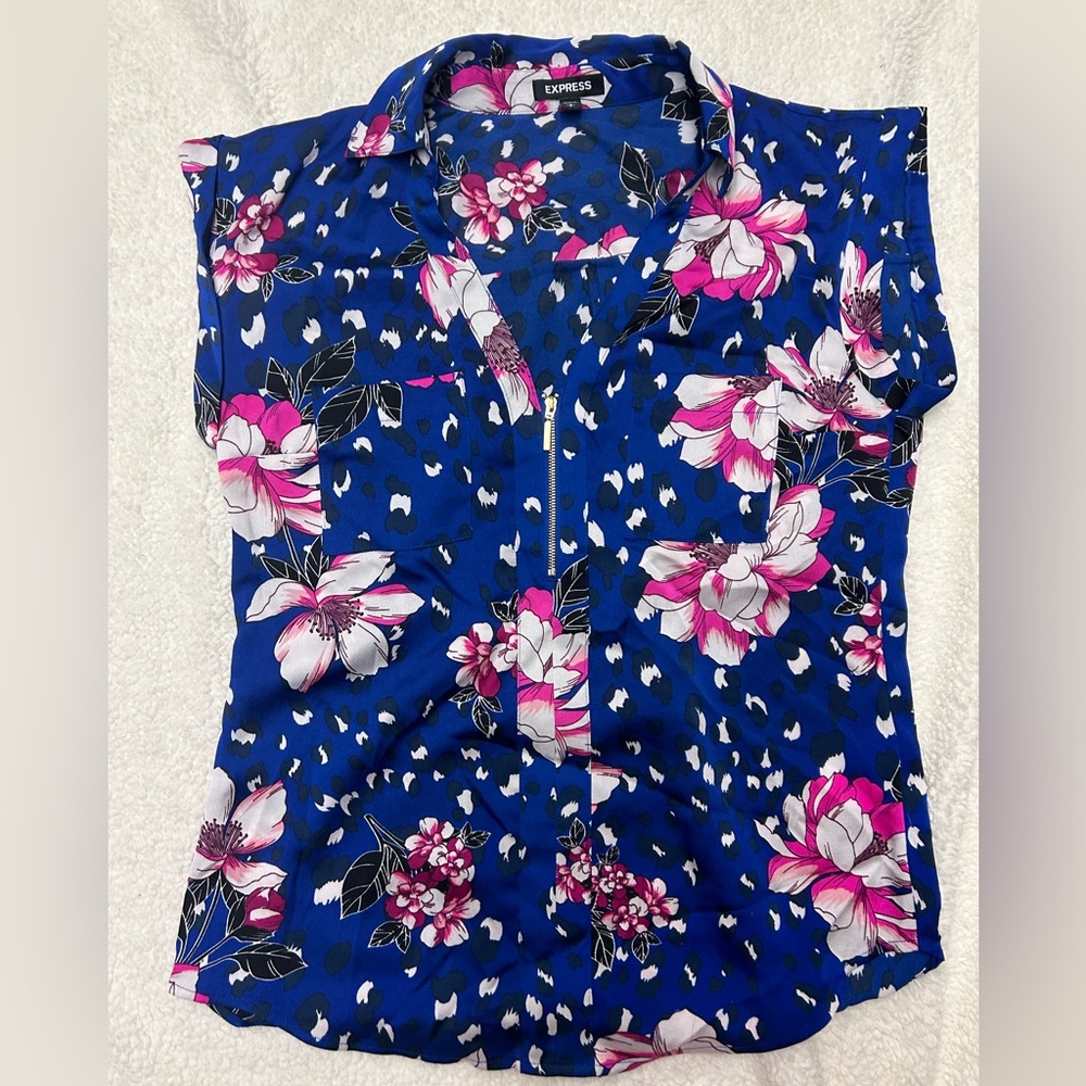 Express Blue Floral Blouse